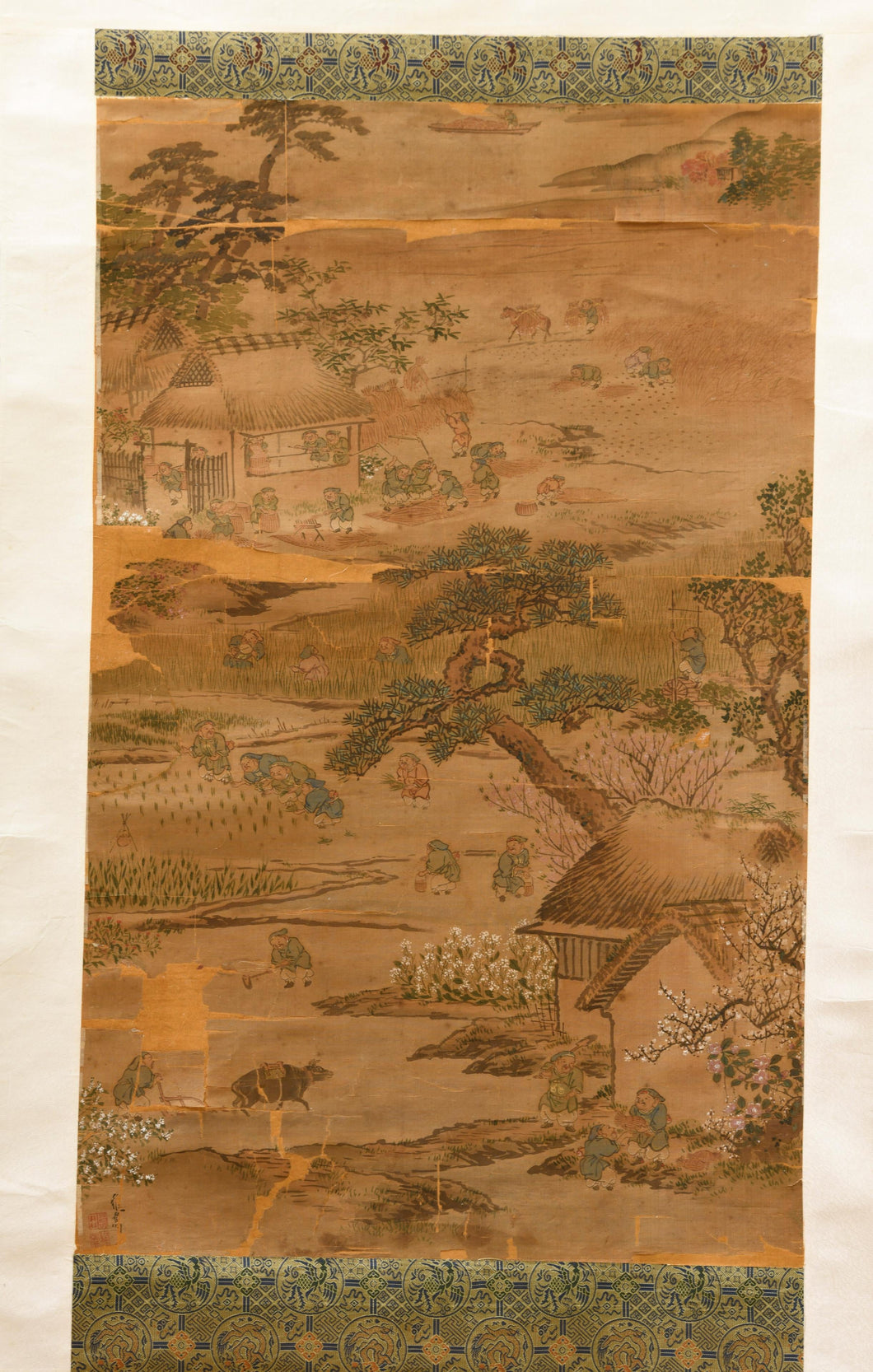 Japanese Painting of Rice Farmers, Circa Late 18th Century, Seal of 島田