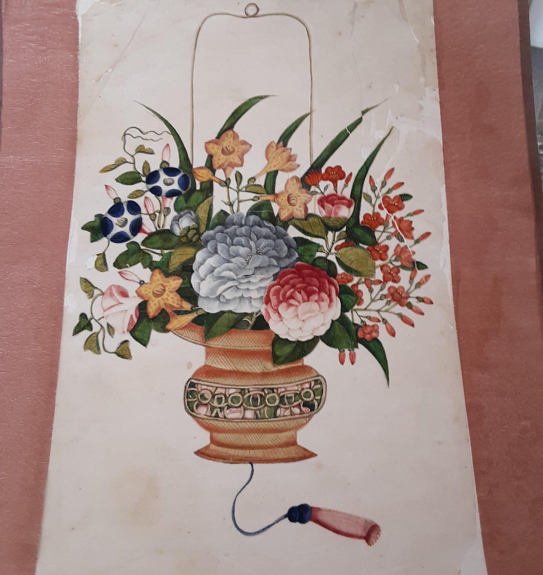 Flower in Vase Watercolor Painting (19th Century China-Western Export Art)